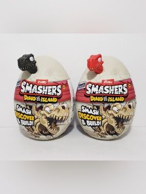 2 Zuru Smashers Dino Island Nano Eggs Black & Red Mystery Dinosaur Capsules